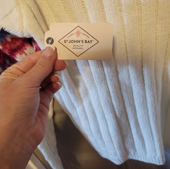 St John's Bay Mock Neck Sweater / Size Medium / Multi Fairisle - Picture 2 of 3